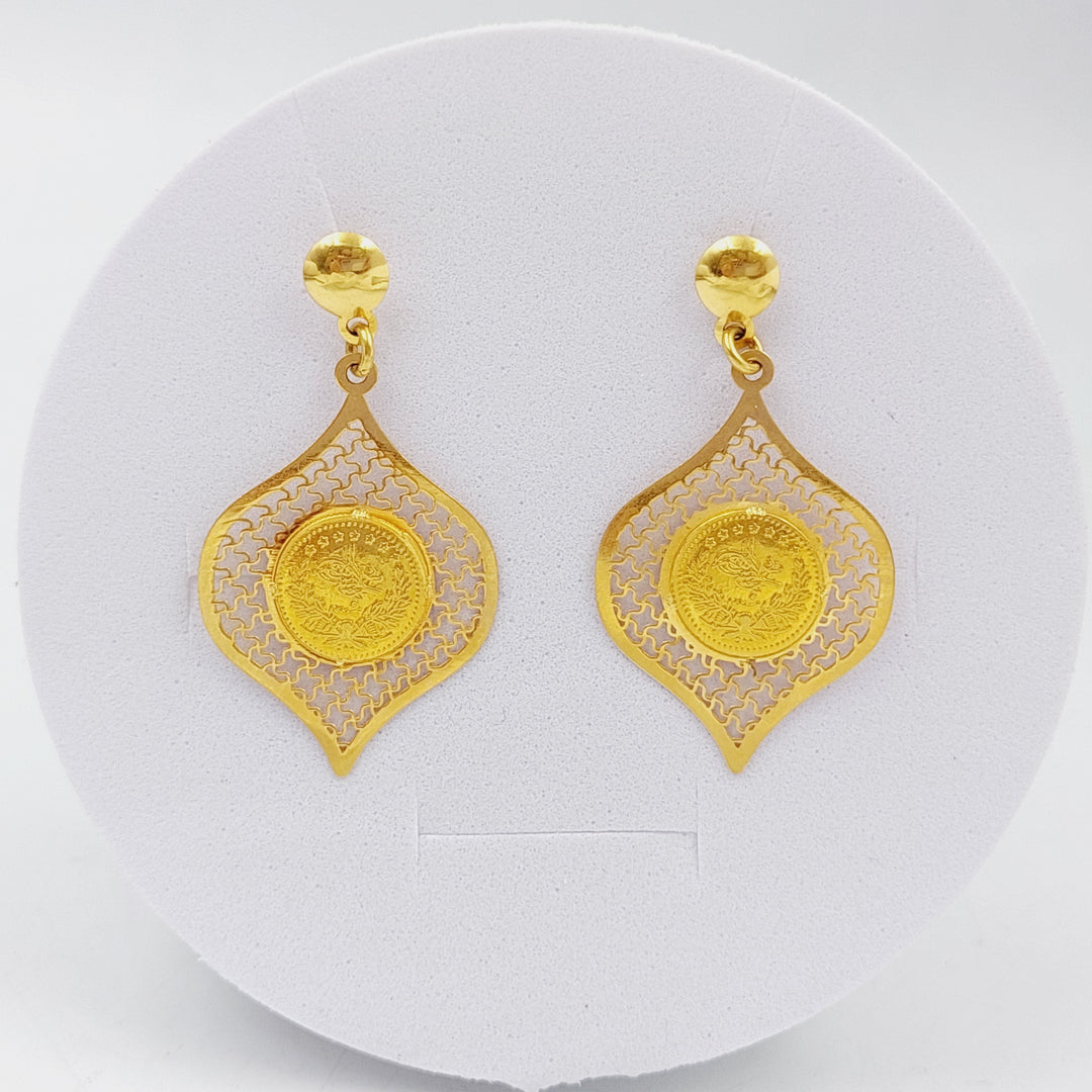 21K Gold Fancy screw Earrings by Saeed Jewelry - Image 1