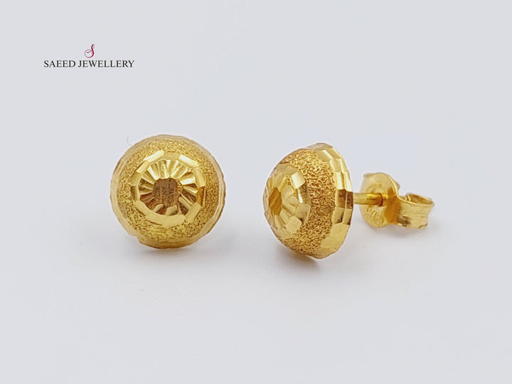 21K Gold Fancy screw Earrings by Saeed Jewelry - Image 1