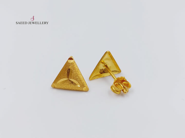 21K Gold Fancy screw Earrings by Saeed Jewelry - Image 3