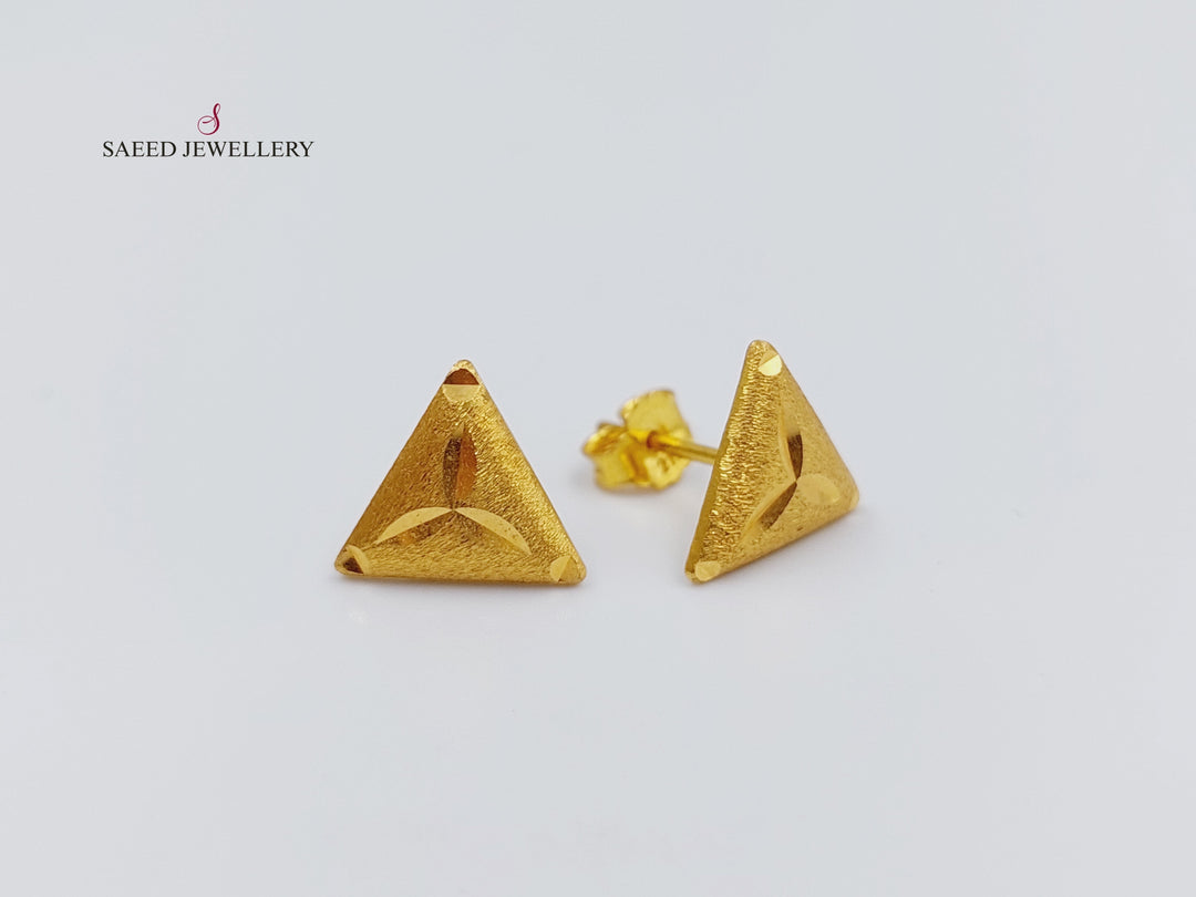 21K Gold Fancy screw Earrings by Saeed Jewelry - Image 4