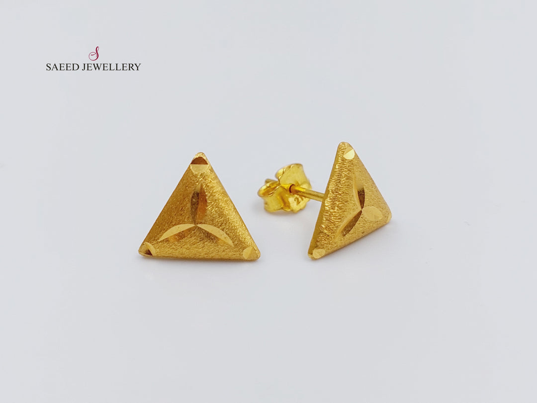 21K Gold Fancy screw Earrings by Saeed Jewelry - Image 6