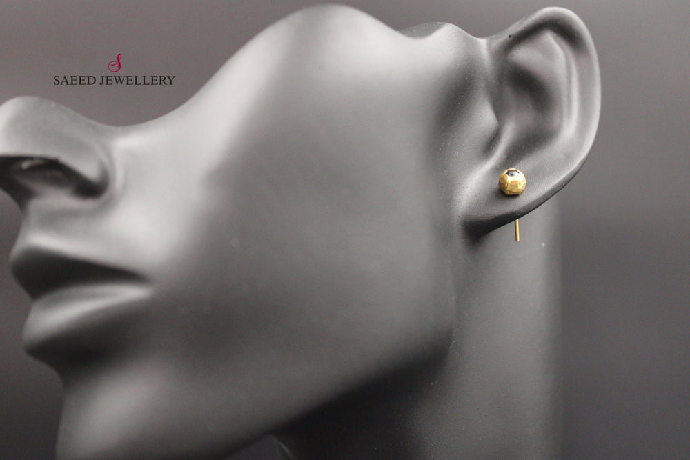 21K Gold Fancy screw Earrings by Saeed Jewelry - Image 2