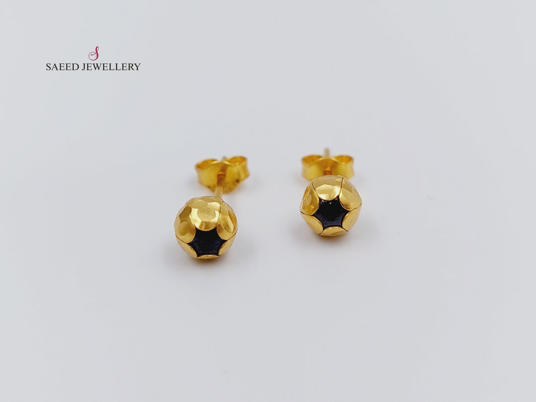 21K Gold Fancy screw Earrings by Saeed Jewelry - Image 4