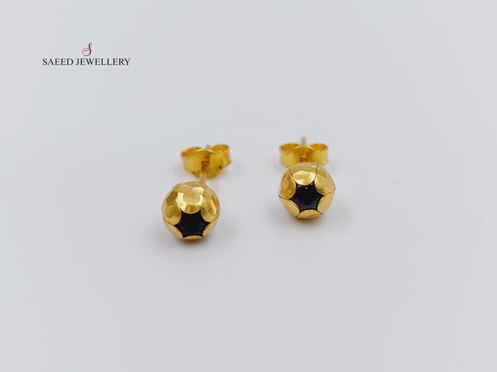 21K Gold Fancy screw Earrings by Saeed Jewelry - Image 4