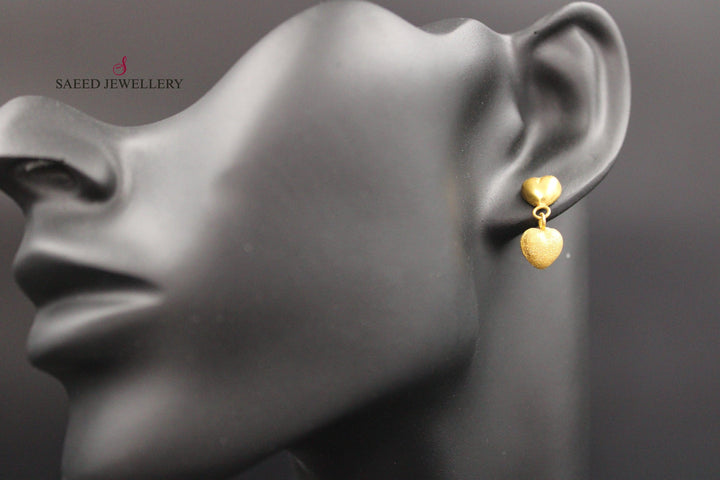 21K Gold Fancy screw Earrings by Saeed Jewelry - Image 3