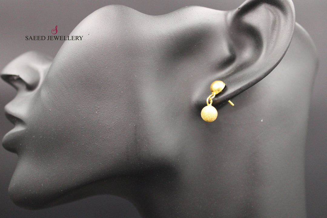 21K Gold Fancy screw Earrings by Saeed Jewelry - Image 2