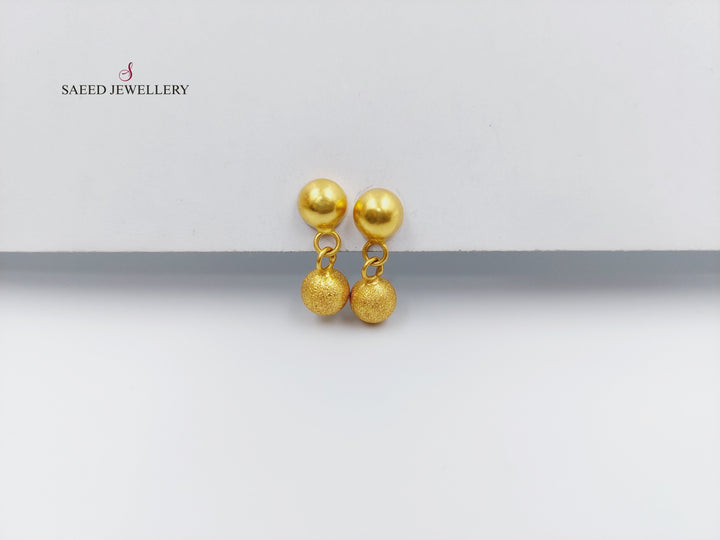 21K Gold Fancy screw Earrings by Saeed Jewelry - Image 1