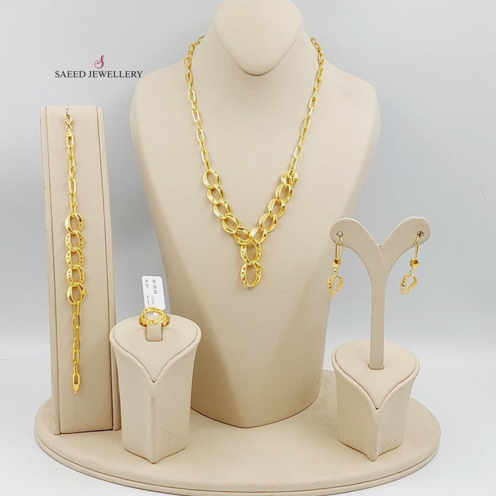 21K Gold Four Pieces Fancy set by Saeed Jewelry - Image 6