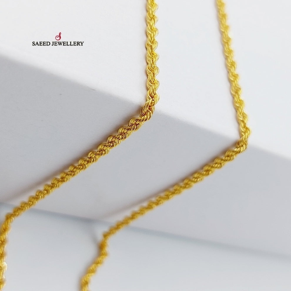 21K Gold 1.5mm Rope Chain 60cm by Saeed Jewelry - Image 1