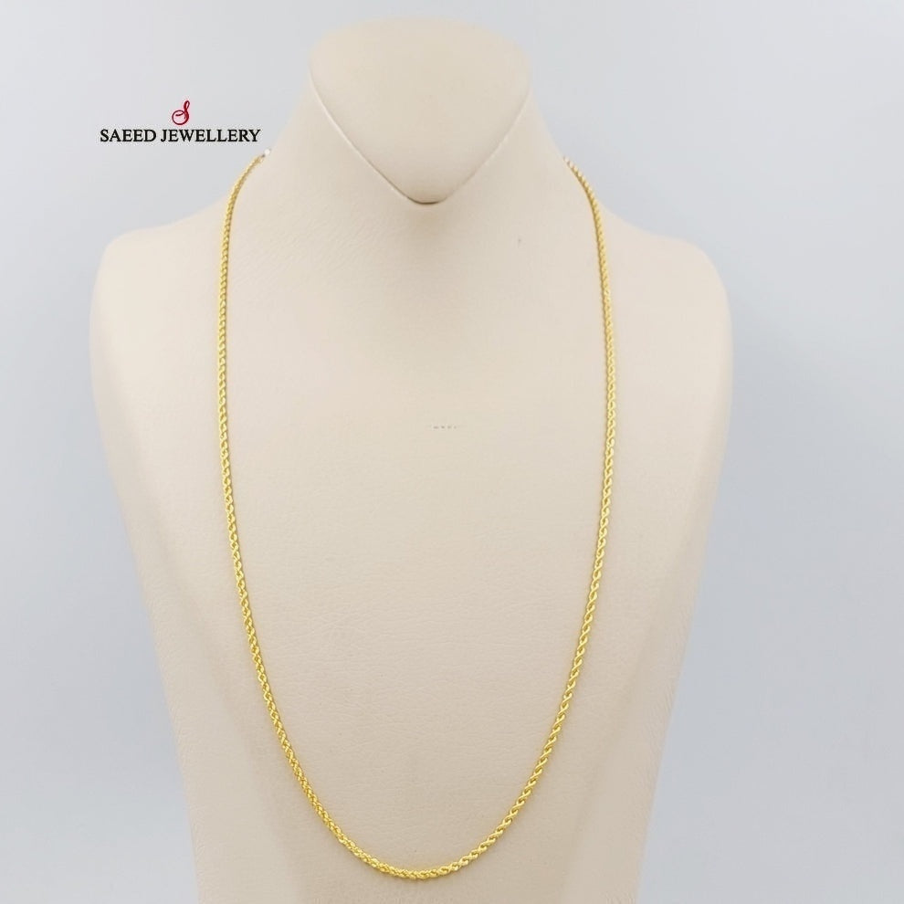 21K Gold 1.5mm Rope Chain 60cm by Saeed Jewelry - Image 4