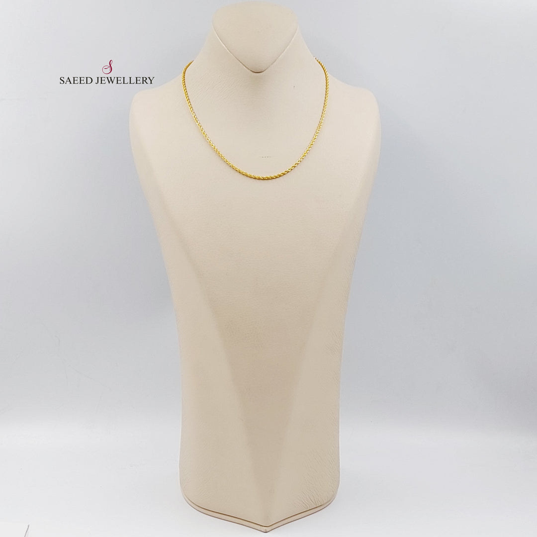 21K Gold 40cm Thin Rope Chain by Saeed Jewelry - Image 8