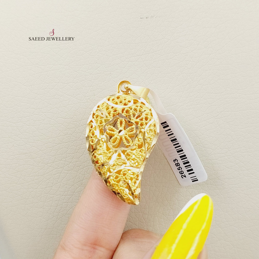 21K Gold Almond Pendant by Saeed Jewelry - Image 2