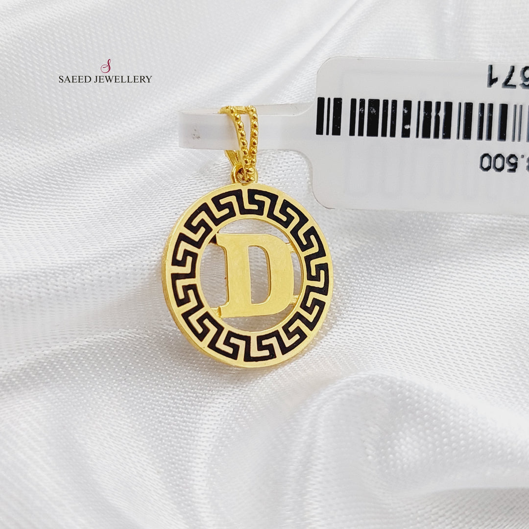 21K Gold D Letter Pendant by Saeed Jewelry - Image 2