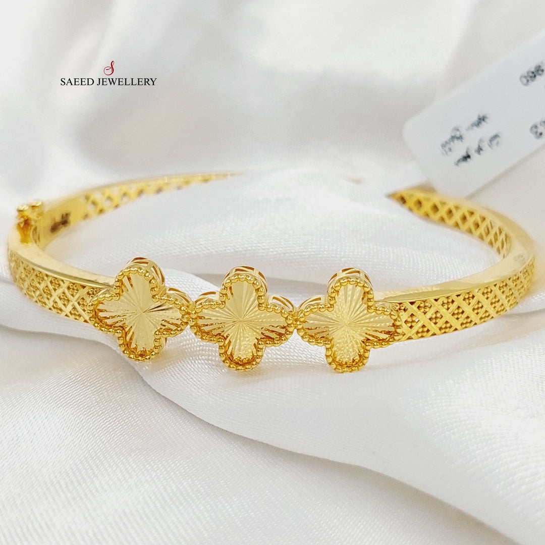 21K Gold Deluxe Clover Bangle Bracelet by Saeed Jewelry - Image 1