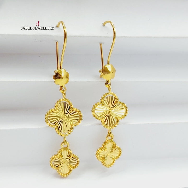 21K Gold Deluxe Clover Earrings by Saeed Jewelry - Image 1