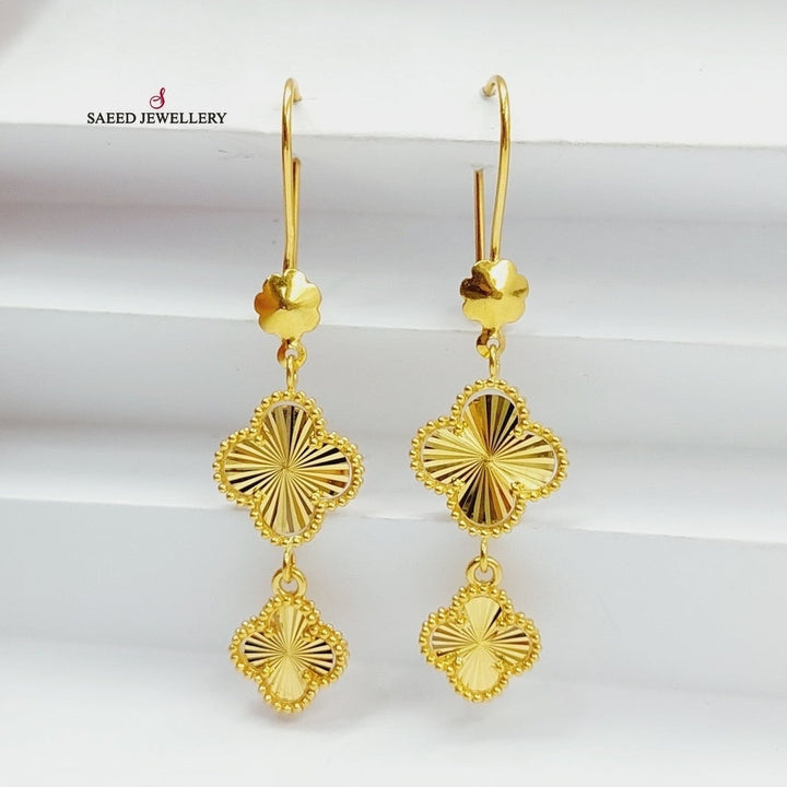 21K Gold Deluxe Clover Earrings by Saeed Jewelry - Image 4