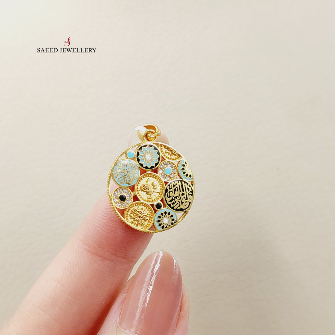 21K Gold Enameled Islamic Pendant by Saeed Jewelry - Image 3