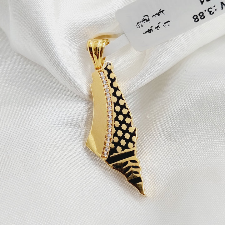 21K Gold Enameled Palestine Pendant by Saeed Jewelry - Image 1