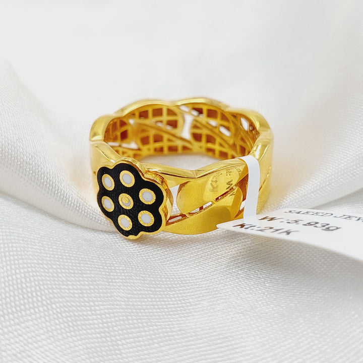 21K Gold Enameled Rose Ring by Saeed Jewelry - Image 3