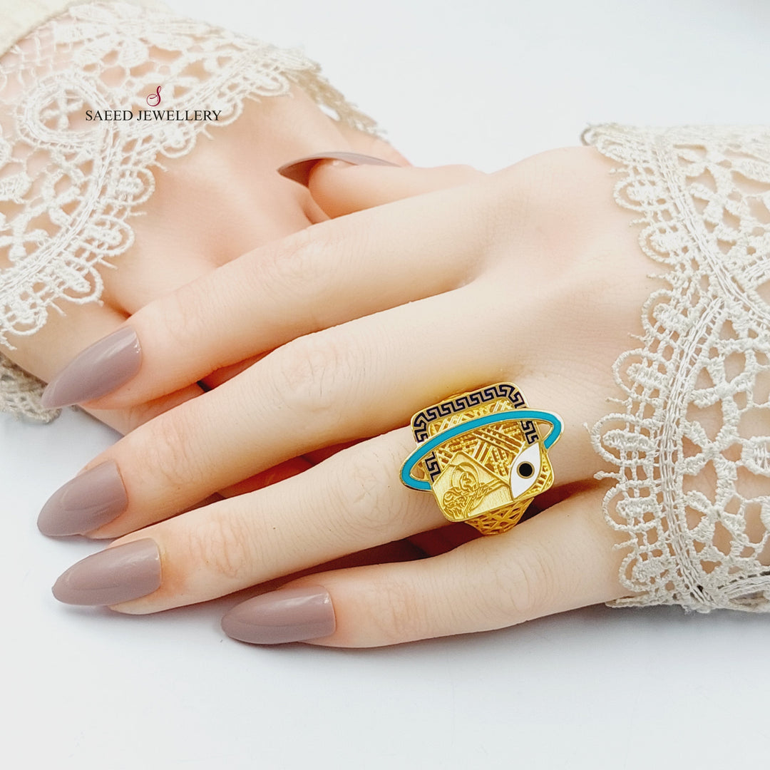 21K Gold Enameled Turkish Ring by Saeed Jewelry - Image 3