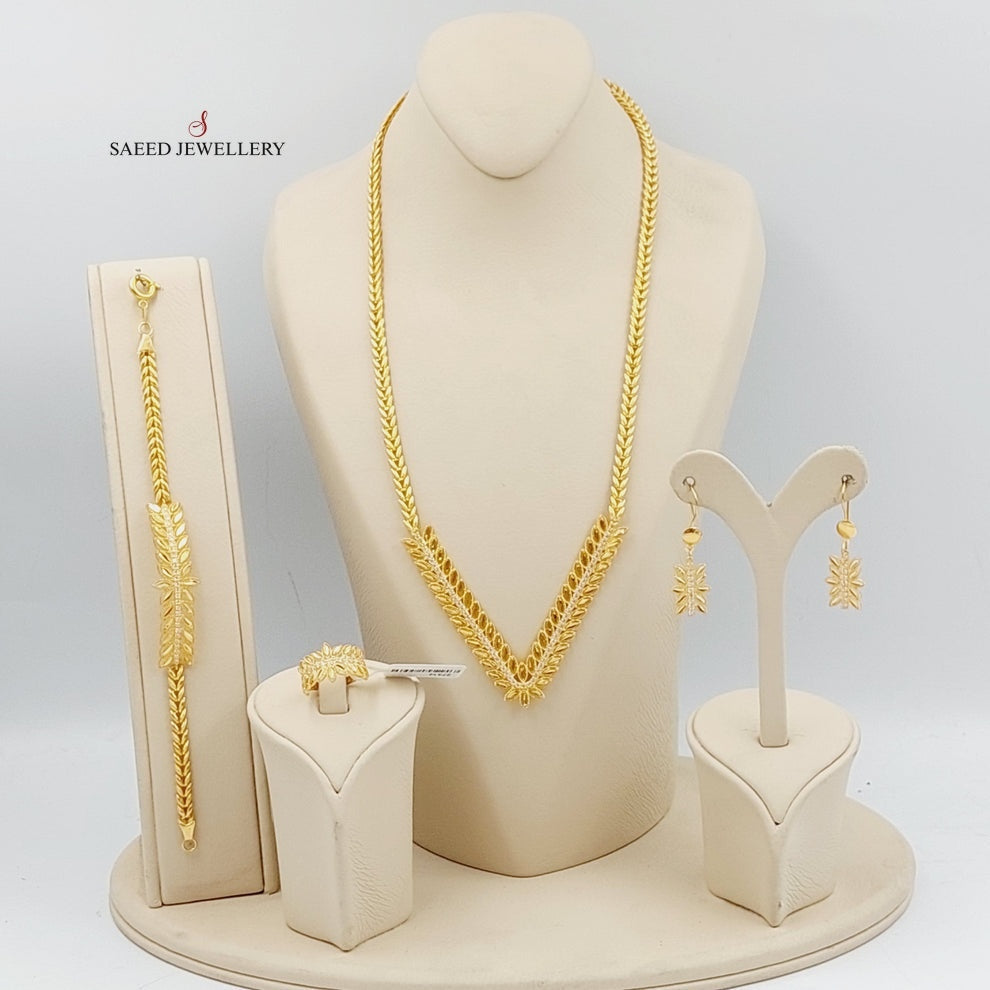 21K Gold Four Pieces Zircon Studded Spike Sets by Saeed Jewelry - Image 2