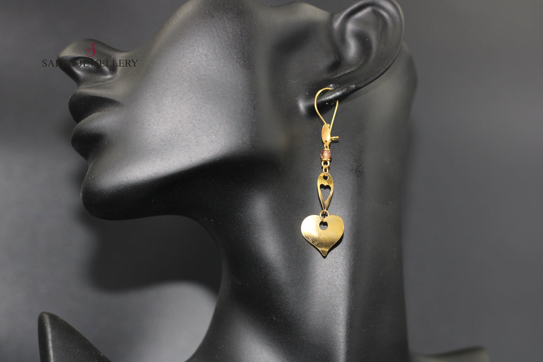 21K Gold Heart Earrings by Saeed Jewelry - Image 1