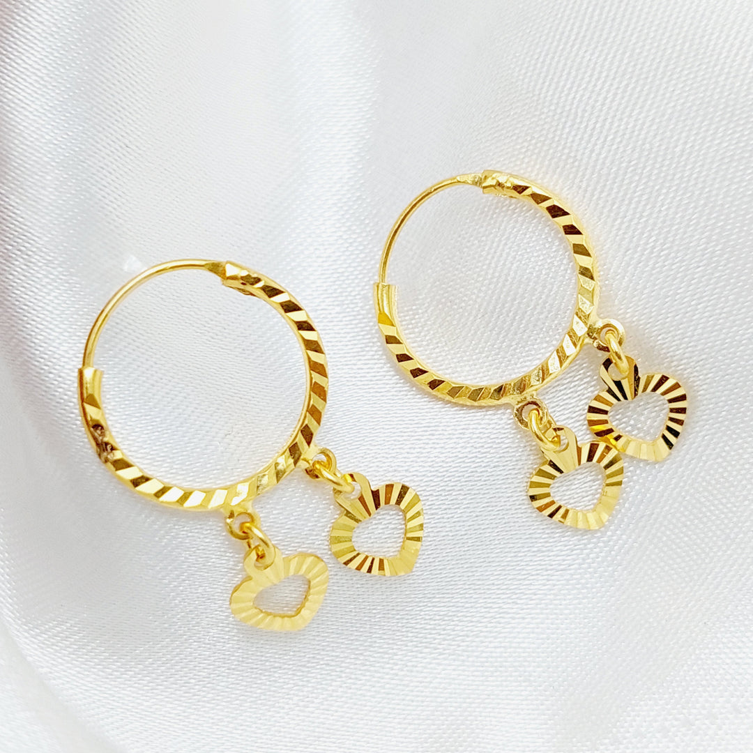 21K Gold Heart Earrings by Saeed Jewelry - Image 1