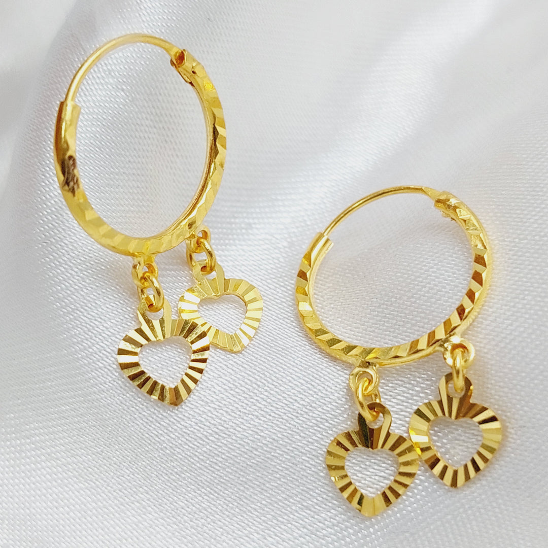 21K Gold Heart Earrings by Saeed Jewelry - Image 2