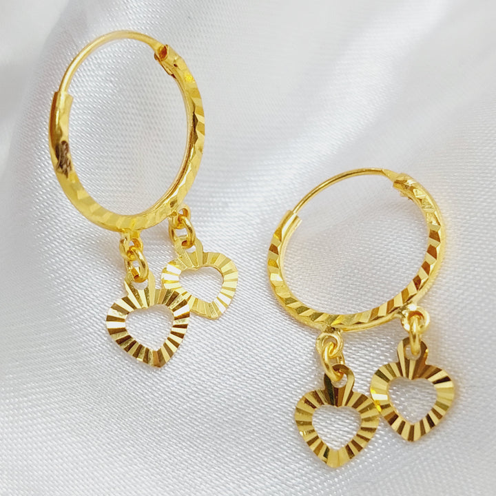 21K Gold Heart Earrings by Saeed Jewelry - Image 2