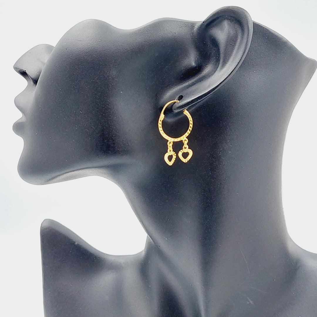 21K Gold Heart Earrings by Saeed Jewelry - Image 3