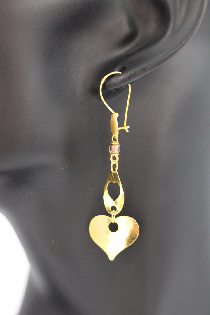 21K Gold Heart Earrings by Saeed Jewelry - Image 4