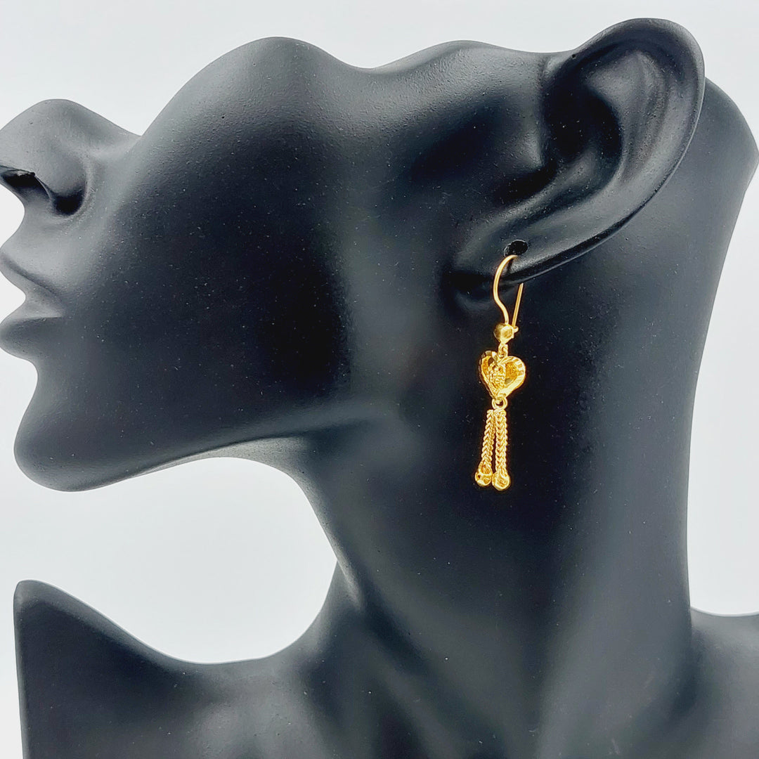 21K Gold Kuwaiti Earrings by Saeed Jewelry - Image 2