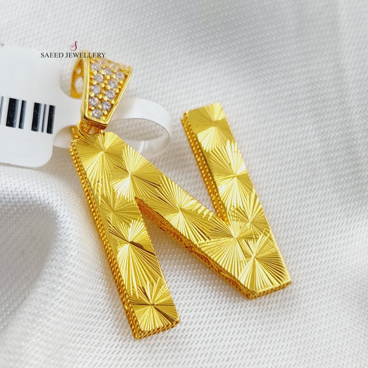 21K Gold Letter N Pendant by Saeed Jewelry - Image 1