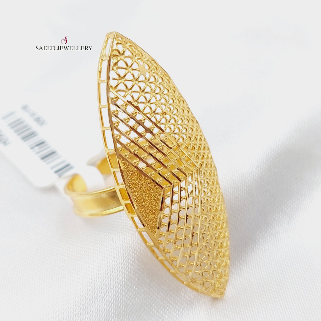 21K Gold Long Kuwaiti Ring by Saeed Jewelry - Image 3