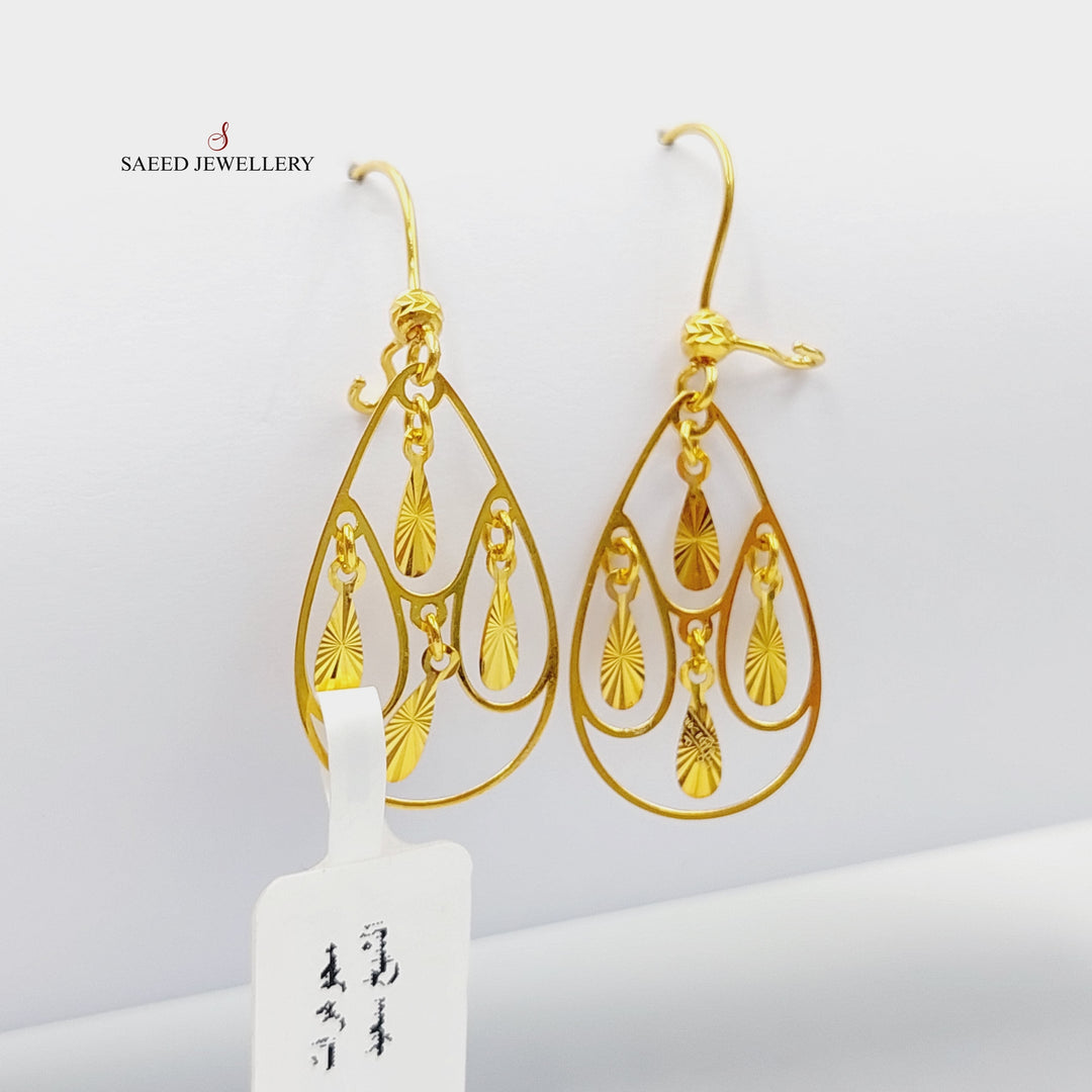 21K Gold Luxury Tears Earrings by Saeed Jewelry - Image 1