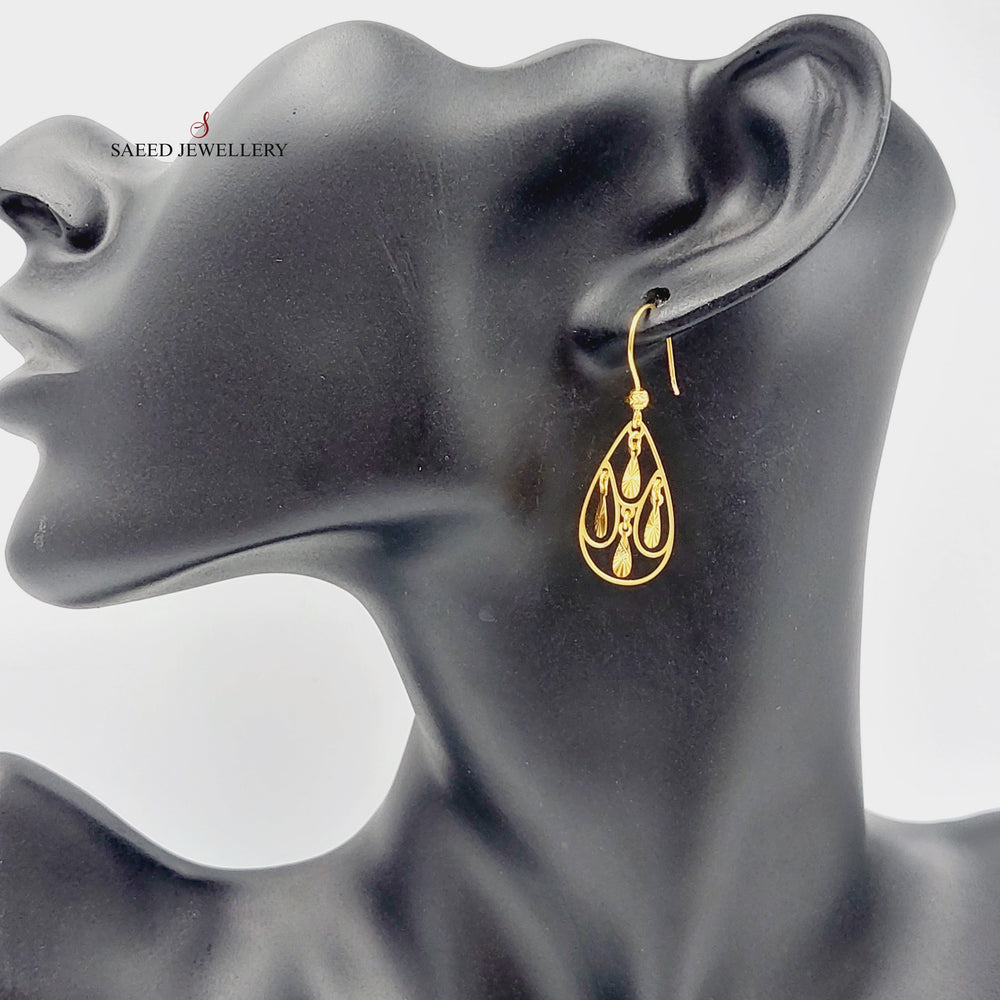 21K Gold Luxury Tears Earrings by Saeed Jewelry - Image 2