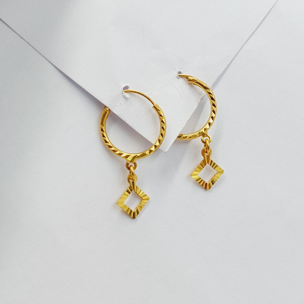 21K Gold Rhombus Earrings by Saeed Jewelry - Image 2