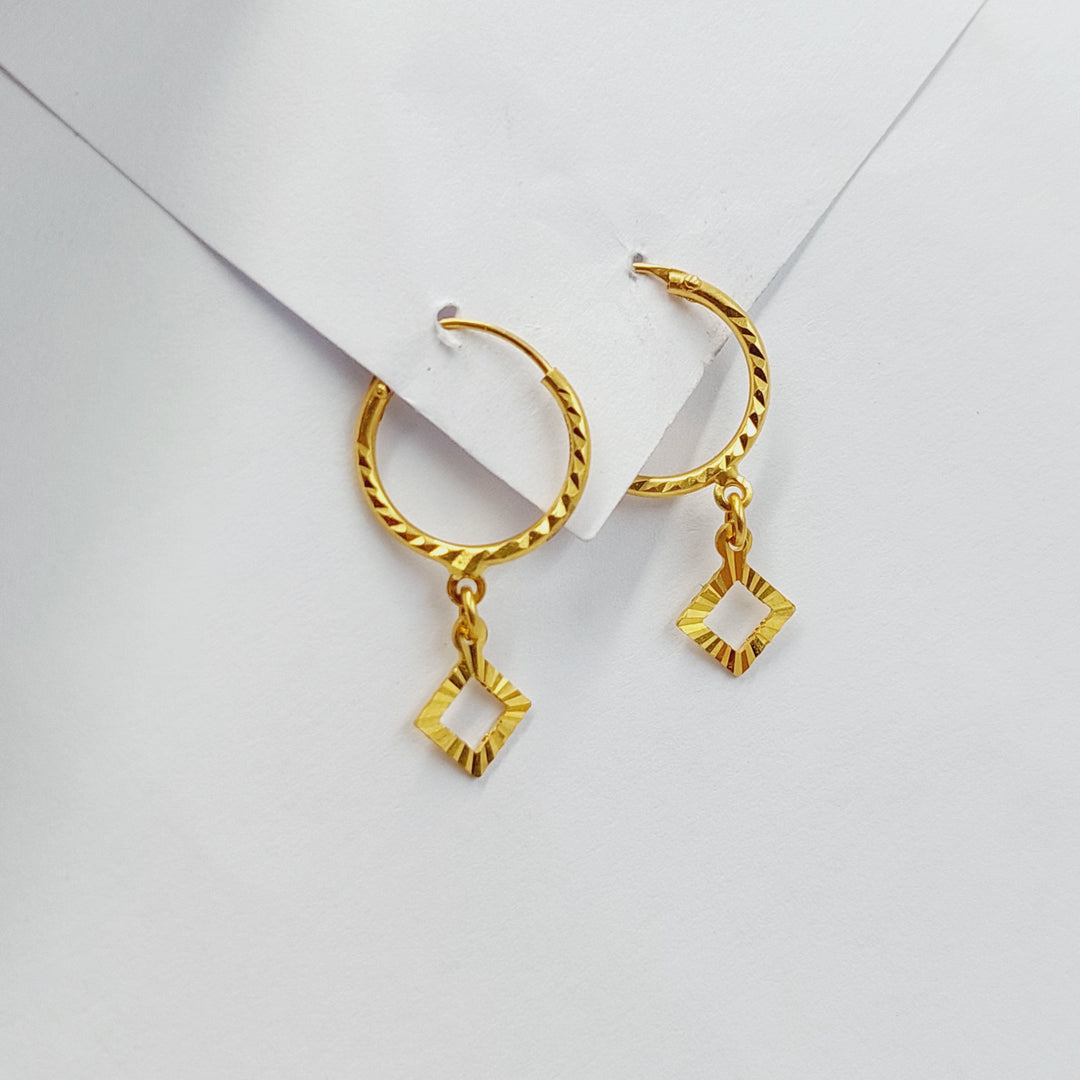 21K Gold Rhombus Earrings by Saeed Jewelry - Image 2