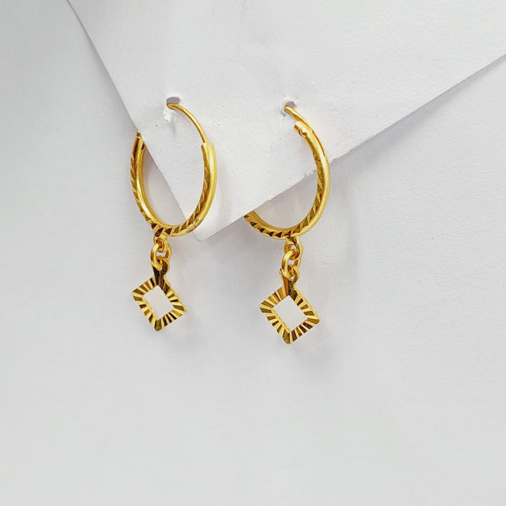 21K Gold Rhombus Earrings by Saeed Jewelry - Image 6