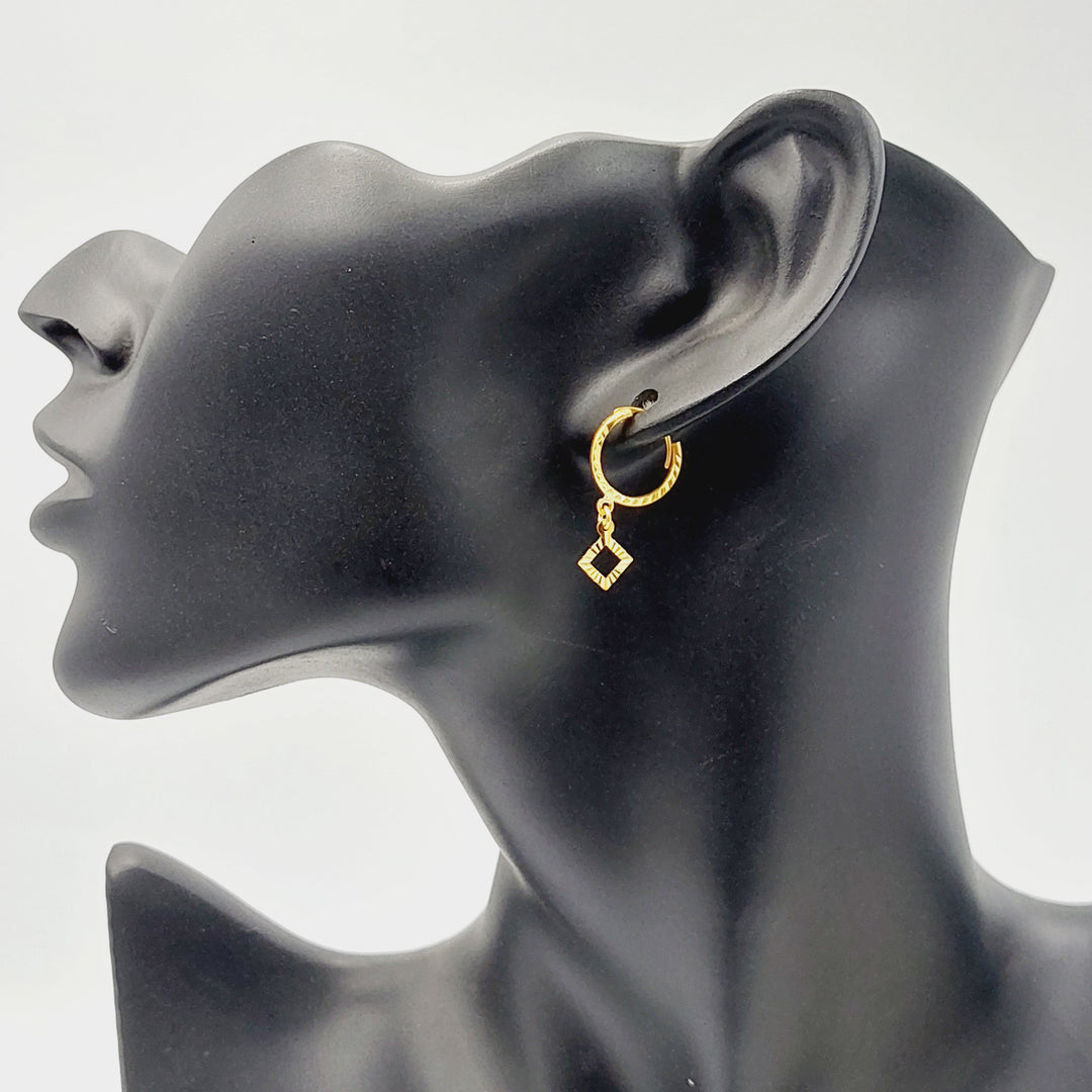 21K Gold Rhombus Earrings by Saeed Jewelry - Image 5