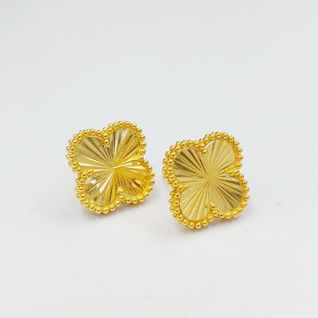 21K Gold Screw Clover Earrings by Saeed Jewelry - Image 4