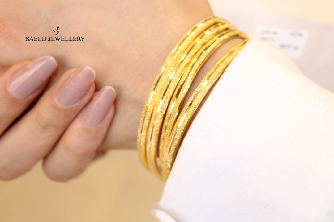 21K Gold Thin Laser Bangle by Saeed Jewelry - Image 11