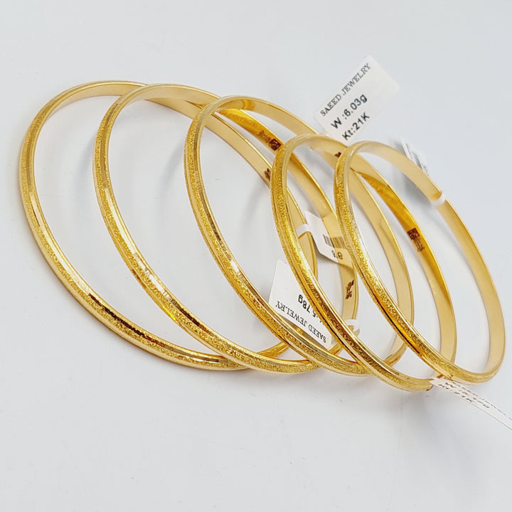 21K Gold Thin Laser Bangle by Saeed Jewelry - Image 6