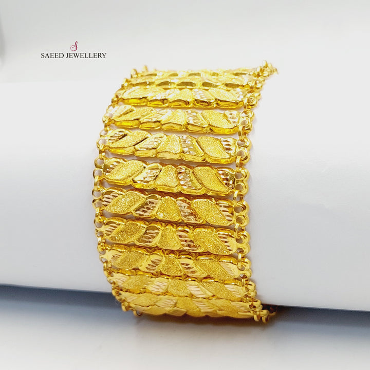 21K Gold Wide Carpet Bracelet by Saeed Jewelry - Image 1