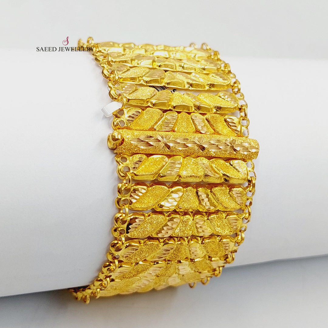 21K Gold Wide Carpet Bracelet by Saeed Jewelry - Image 4