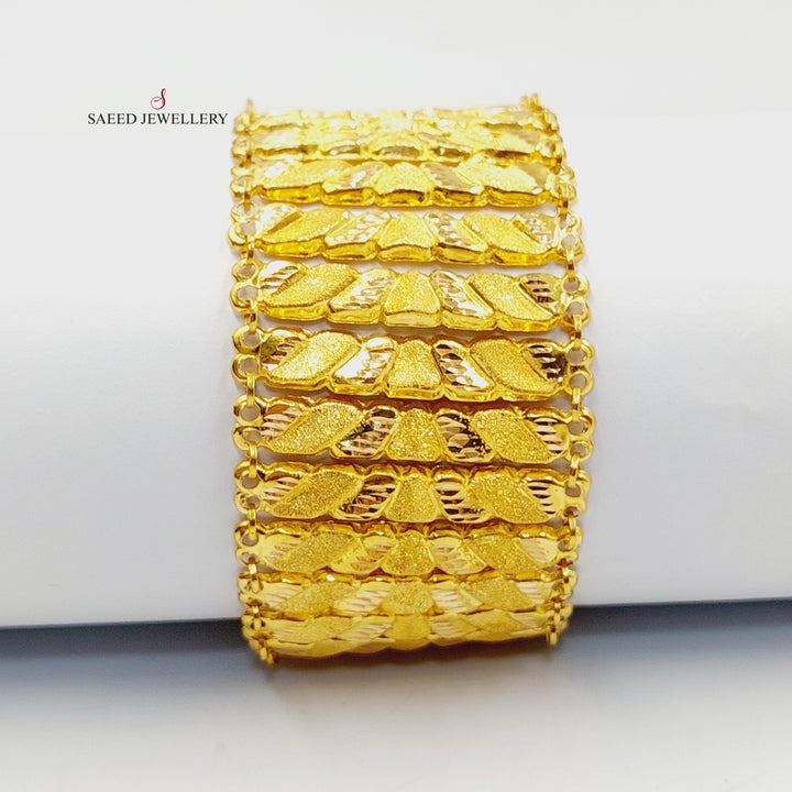 21K Gold Wide Carpet Bracelet by Saeed Jewelry - Image 3