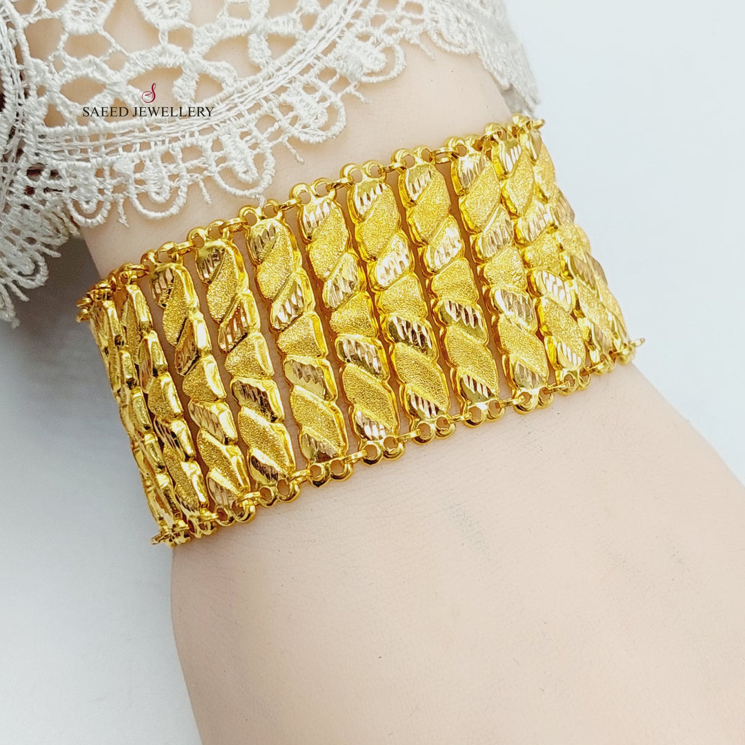 21K Gold Wide Carpet Bracelet by Saeed Jewelry - Image 6