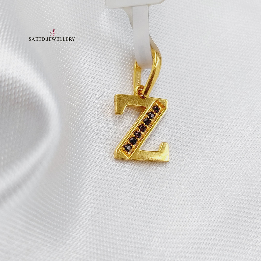 21K Gold Z Letter Pendant by Saeed Jewelry - Image 2