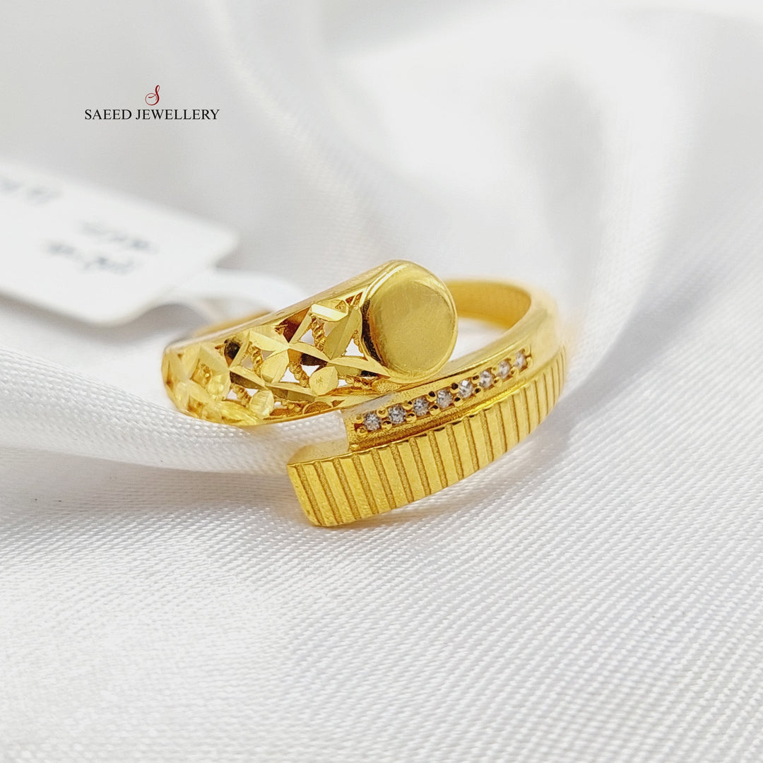 21K Gold Zircon Studded Deluxe Ring by Saeed Jewelry - Image 3