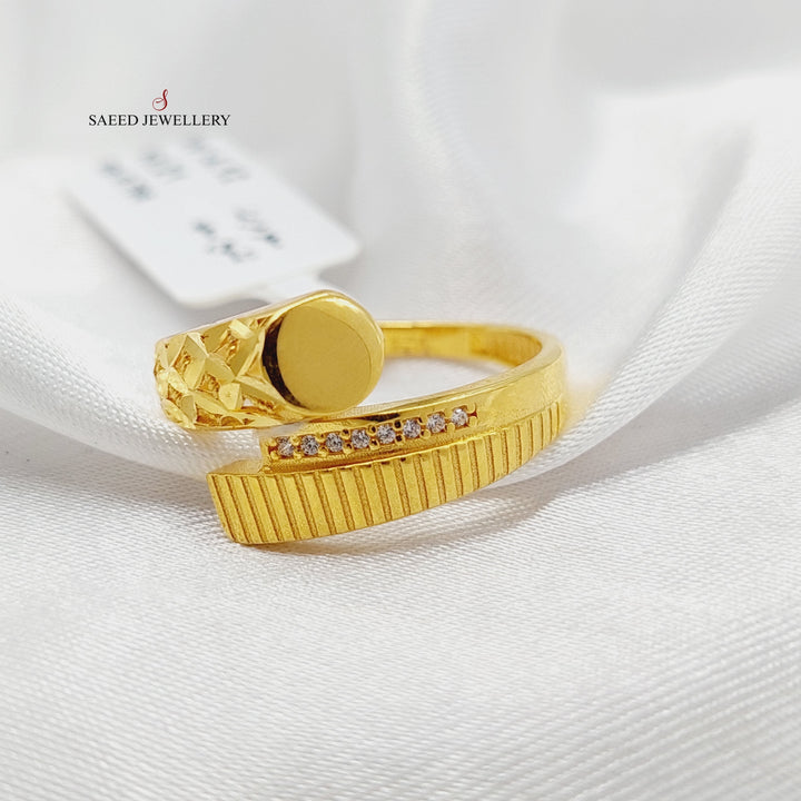 21K Gold Zircon Studded Deluxe Ring by Saeed Jewelry - Image 1